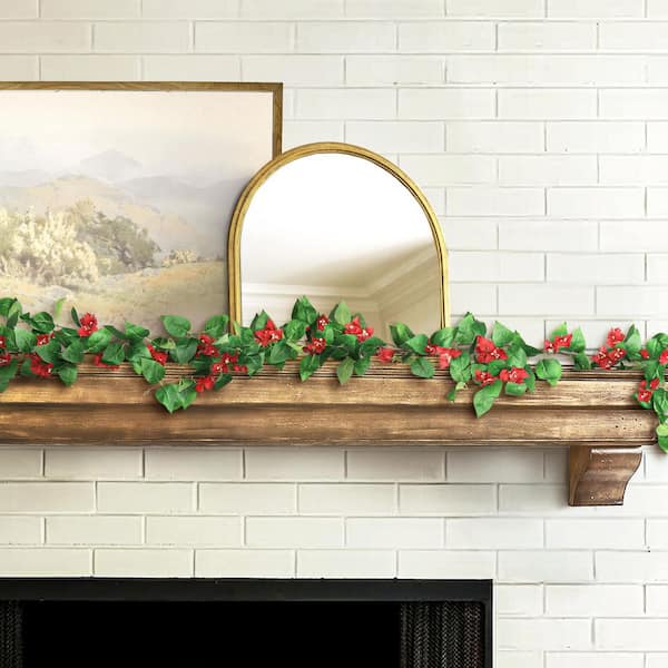 6 ft. Red Artificial Bougainvillea Flower Garland Hanging Vine