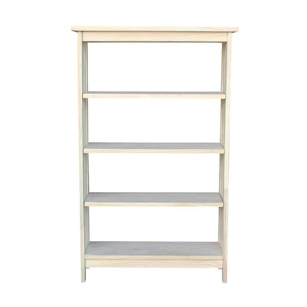 International Concepts 48 in. Unfinished Wood 4-shelf Etagere Bookcase with Adjustable Shelves