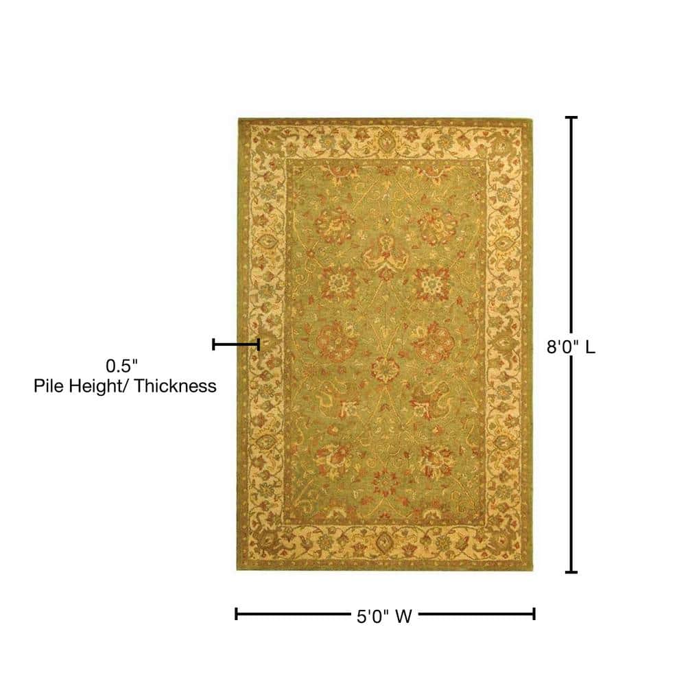 Sage and Beige Hand Tufted Wool Area Rug