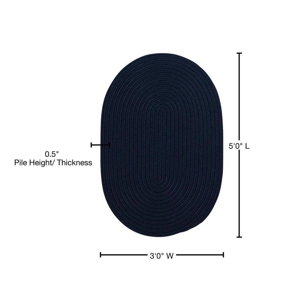 Handmade Blue Oval Braided Synthetic Rug, 3'x5'