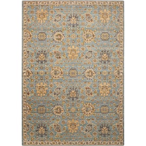 Timeless Light Blue 9 ft. x 12 ft. Bordered Traditional Area Rug