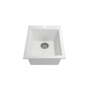 Hyperion Granite Composite 16 in. Single Hole Drop-In/Undermount Single Bowl Bar Sink in Matte White