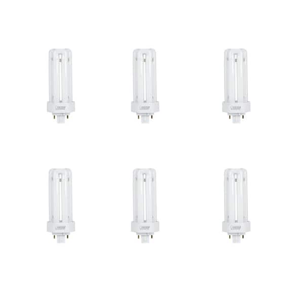 Feit Electric 26W Equiv PL CFLNI Triple Tube 4-Pin Plug-in GX24Q-3 Base Compact Fluorescent CFL Light Bulb, Cool White 4100K (6-Pack)
