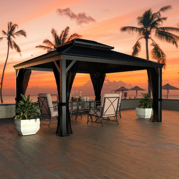 VEIKOUS 14 ft. W x 10 ft. D Aluminum Hardtop Gazebo with