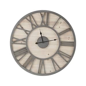 Mason Natural/Grey 23.6 in. Wood Wall Clock
