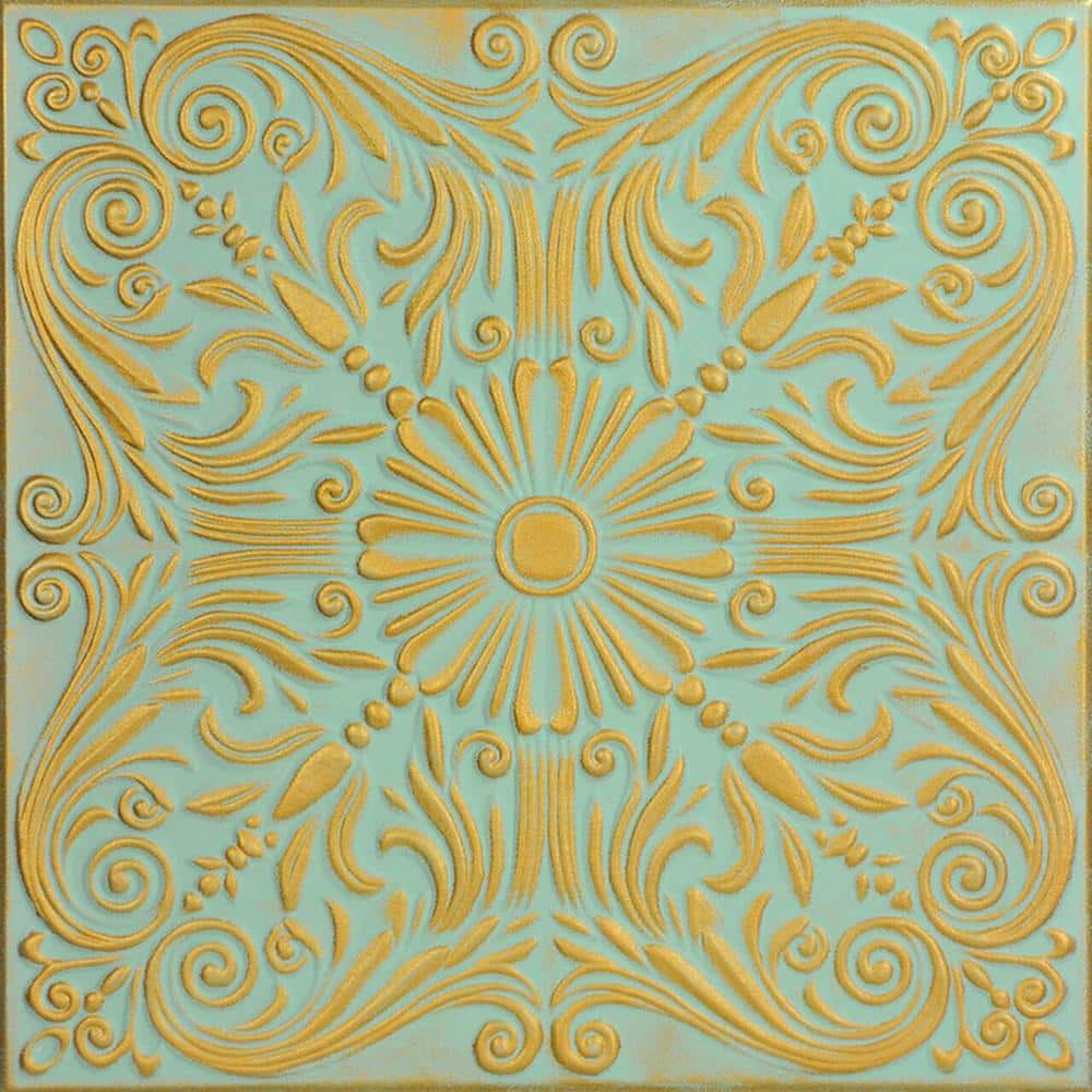 Spanish Silver Gold Moss 1.6 ft. x 1.6 ft. Decorative Foam Glue Up Ceiling Tile (259.2 sq. ft. /case) price history on PriceWatchPro
