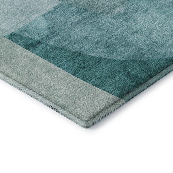 Mayfield Premium Machine Washable Abstract AMF2057 Teal 9 ft. x 12 ft. Area Rug