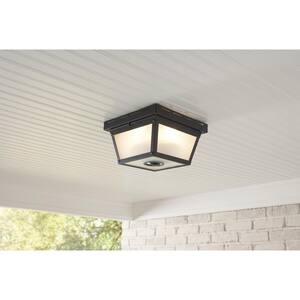 Outdoor Porch Ceiling Light Fixture Sconce Black Wall Round Flush Mount Exterior 