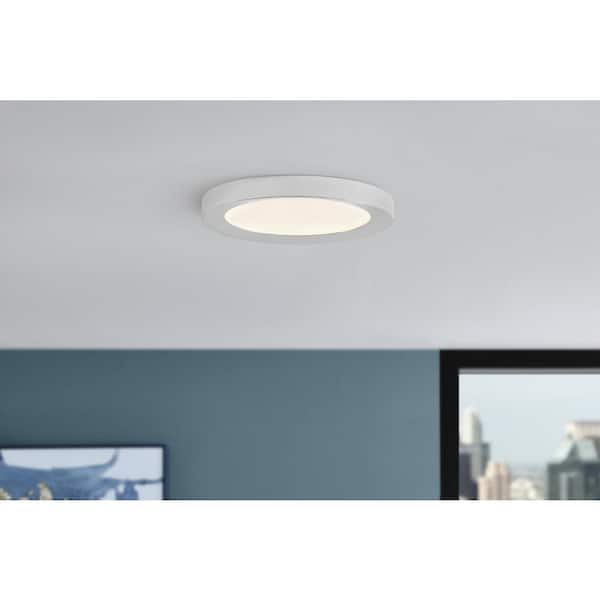 Home Decorators Collection Calloway 15 in. Polished Nickel Integrated LED 5CCT Flush Mount