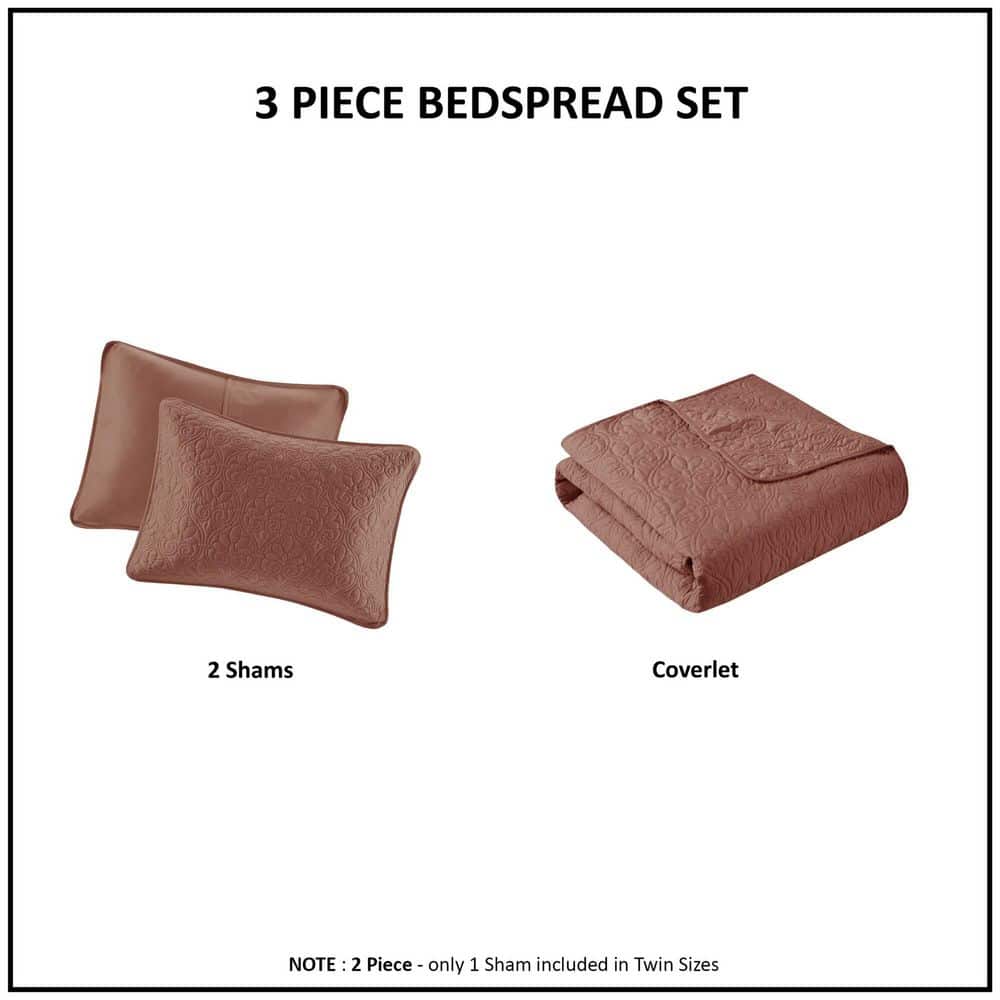 Clay Red King Microfiber Reversible Bedspread Set