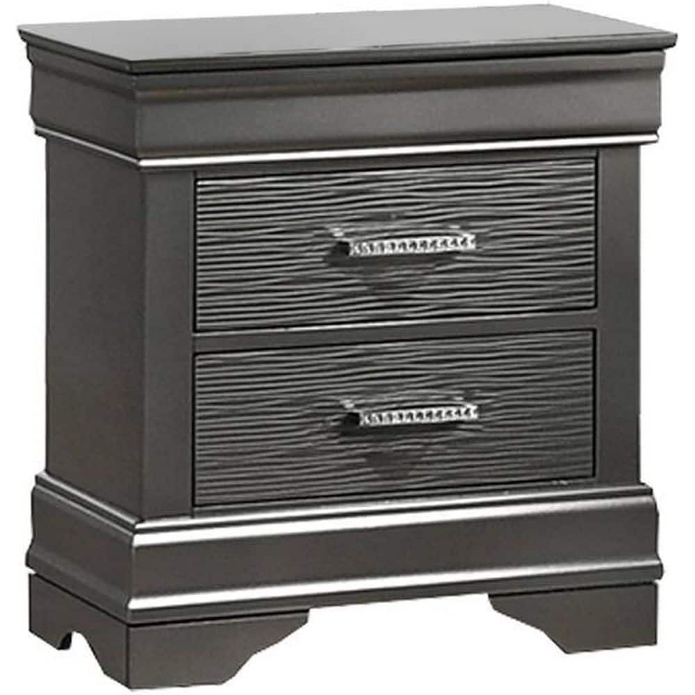 Dark Gray 2 Drawer 21.3 in. W Nightstand with Sturdy Hardware and Ample Storage
