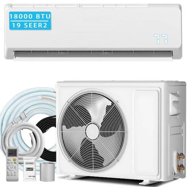 18000 BTU Mini Split Air Conditioner with Heat Pump, 19 SEER2 230V,1050 sq.ft. Energy Efficient, R32 Refrigerant, White