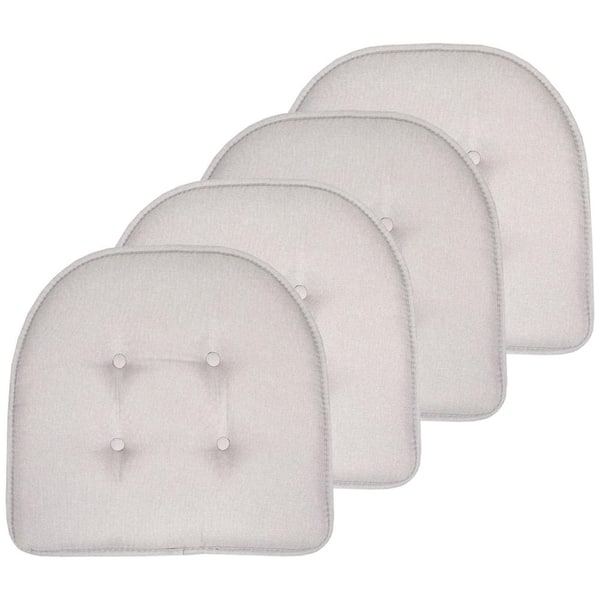 Sweet Home Collection Light Gray, Solid U-Shape Memory Foam 17 in. x 16 in. Non-Slip Indoor/Outdoor Chair Seat Cushion (4-Pack)
