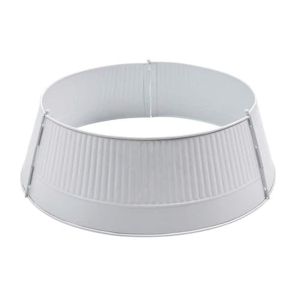 Ribbed 24 in. D White Metal Tree Collar