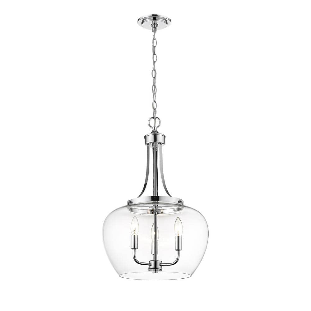 Joliet 3-Light Chrome Pendant with Clear Glass Shade