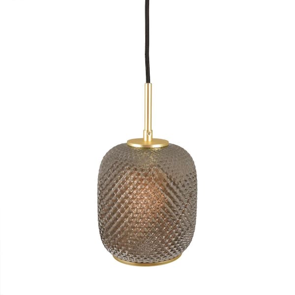 3R studios 1-Light Smoke and Gold Shaded Pendant Light with Mercury Glass Shade