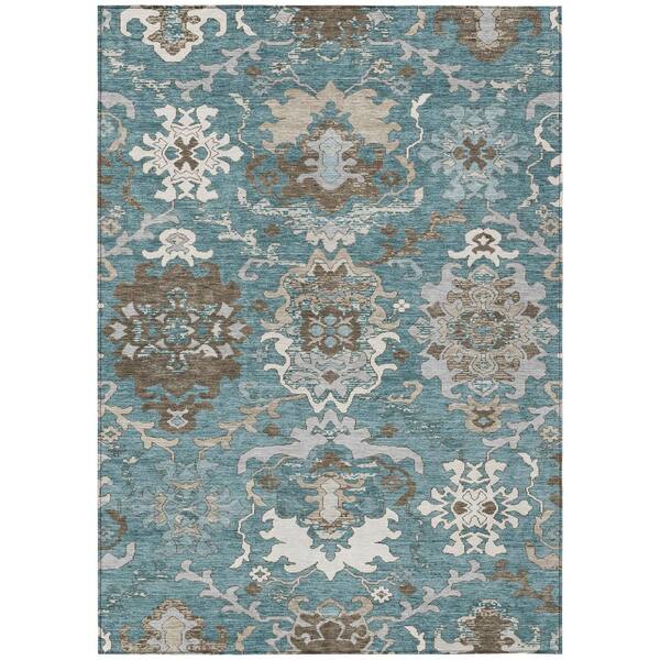 Chantille Machine Washable Indoor/Outdoor Abstract ACN3158 Teal 8 ft. x 10 ft. Area Rug