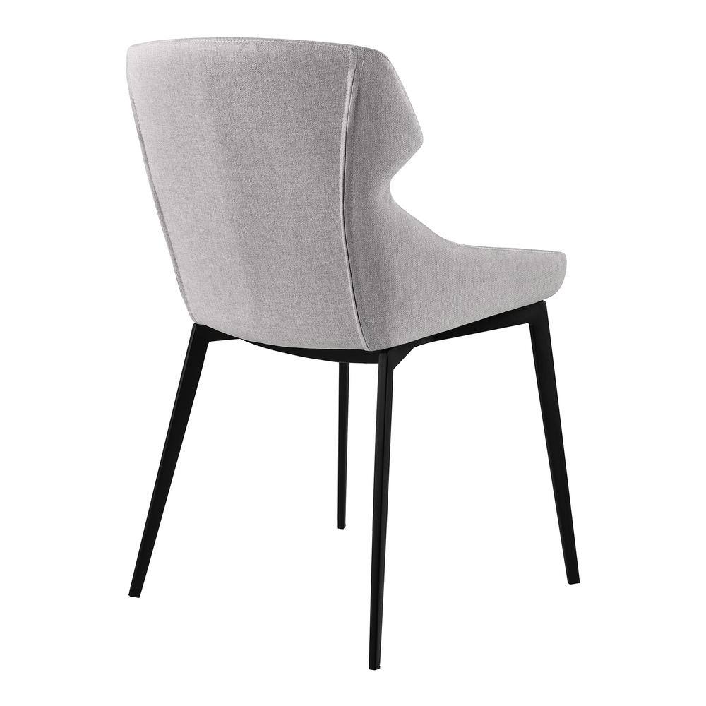 High-Back Matte Black Metal Side Chair with Gray Upholstery