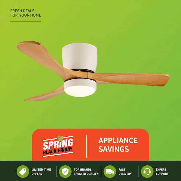 42 in. Integrated LED Indoor Flush Mount White Standard Ceiling Fan with Dimmable Light and Remote DC Motor