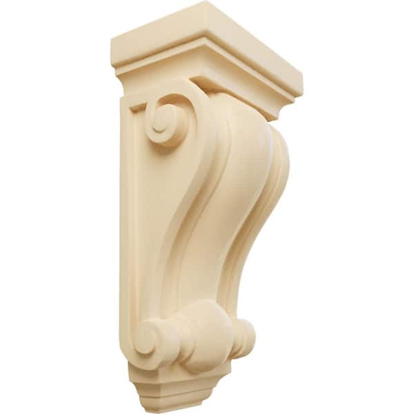 Ekena Millwork 4 in. x 6-1/4 in. x 12 in. Unfinished Wood Maple Cole Pilaster Wood Corbel