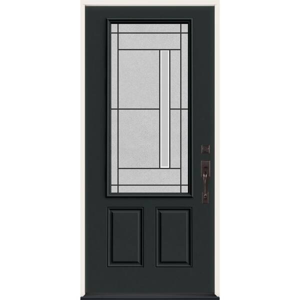 JELD-WEN 36 in. x 80 in. Left-Hand/Inswing 3/4 Lite Atherton Decorative ...