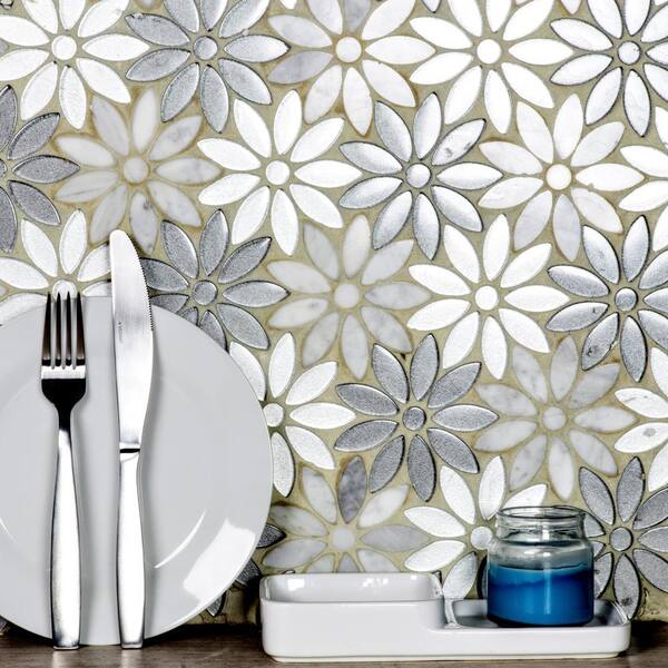 Floral Mosaic Kitchen Backsplash