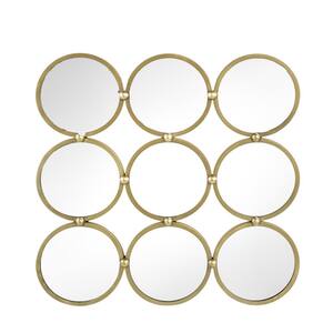 27.2 in. W x 27.2 in. H Square Metal Framed Wall Bathroom Vanity Mirror in Champagne