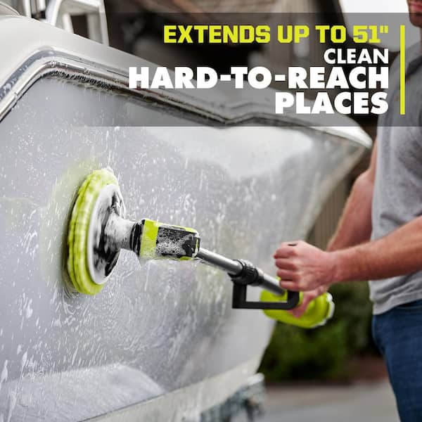 RYOBI ONE+ 18V Cordless Telescoping Power Scrubber Kit with 2.0 Ah