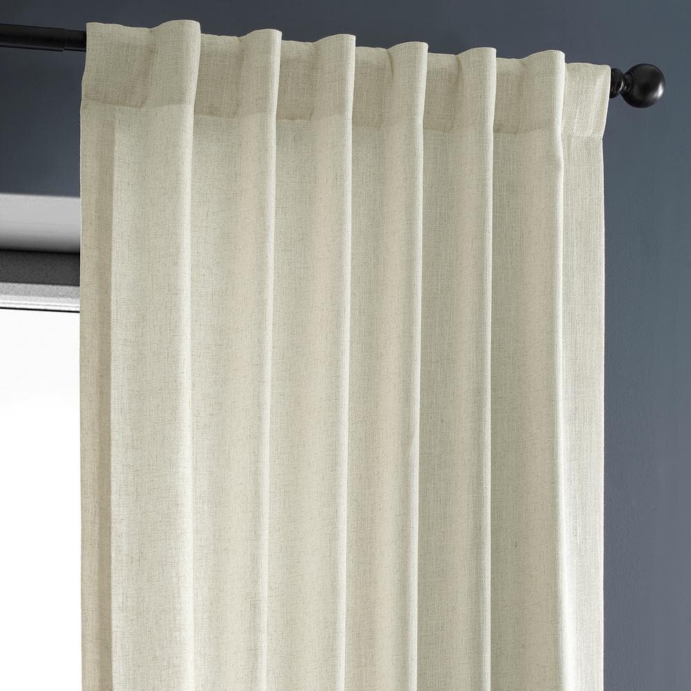 Off-White Light-Filtering Linen Blend Drape Panel