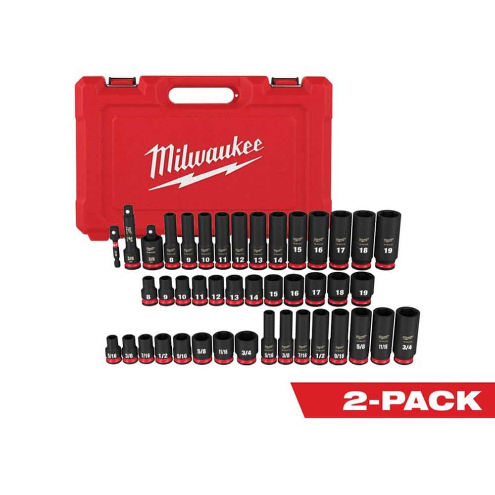 Milwaukee SHOCKWAVE 3/8 in. Drive SAE and Metric 6 Point Impact Socket Set (86-Piece) 49-66-7009-49-66-7009 - The Home Depot