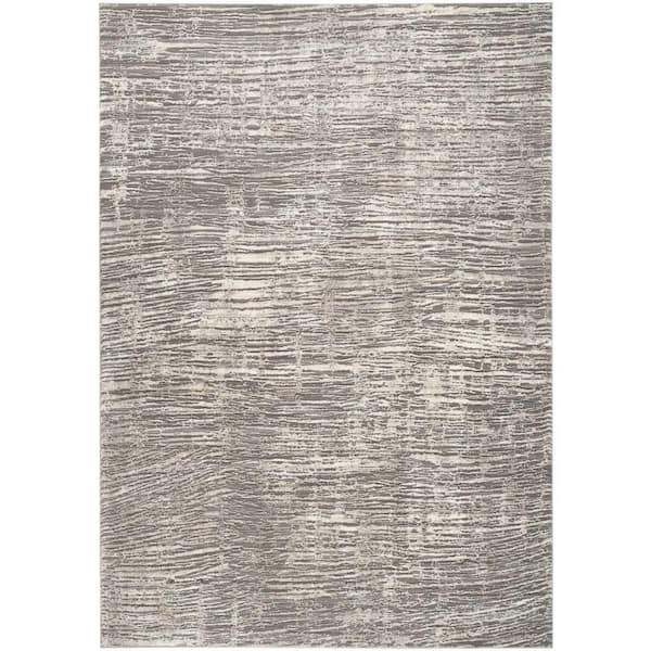 Nourison Eco-Friendly Ivory Grey 6 ft. x 9 ft. Abstract Contemporary Area Rug