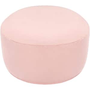 Burke Solid Pale Pink Wool Cylinder Accent Pouf