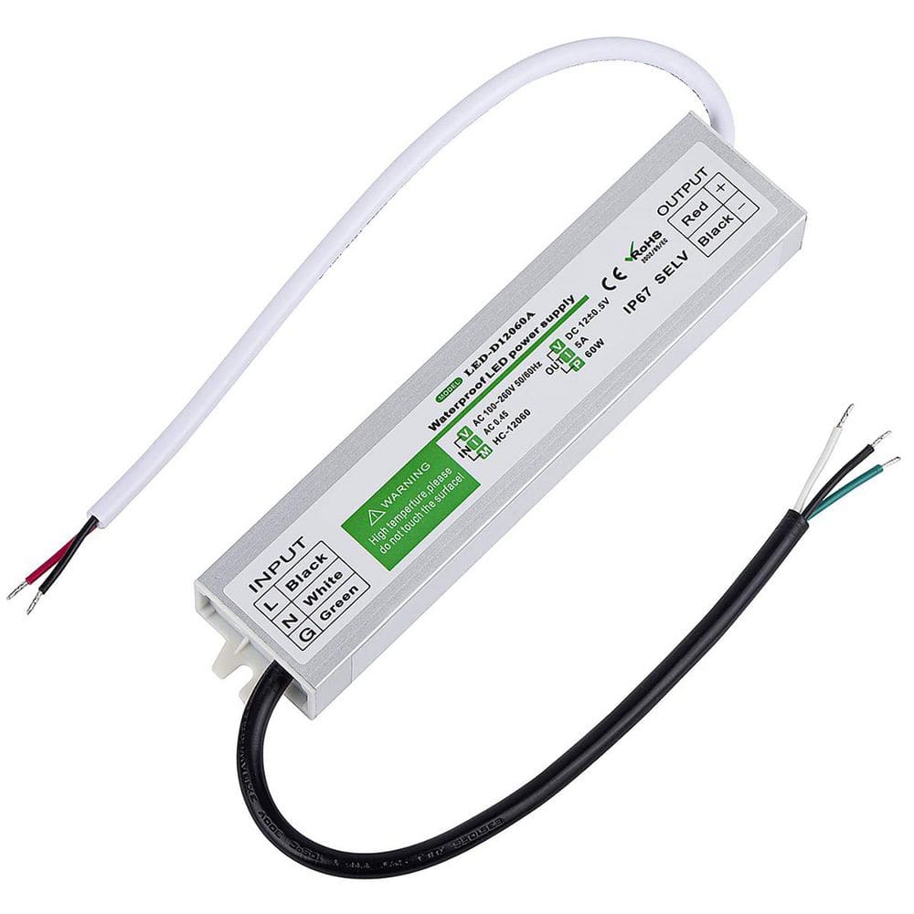 LEDドライバー AC 100-240V DC 12V 60 Watts LED Driver 100V-260V AC to 12V DC Low Voltage Output for
