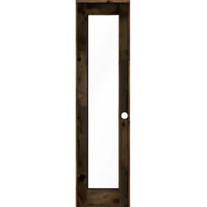 24 in. x 96 in. Rustic Knotty Alder Left-Hand Full-Lite Clear Glass Black Stain Solid Wood Single Prehung Interior Door