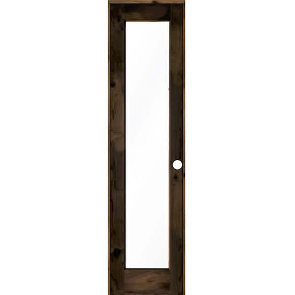 24 in. x 96 in. Rustic Knotty Alder Left-Hand Full-Lite Clear Glass Black Stain Solid Wood Single Prehung Interior Door
