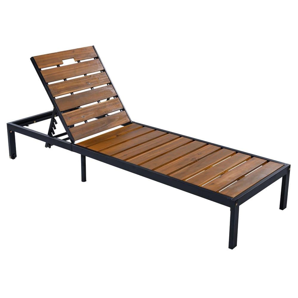 Outdoor Chaise Lounges with Adjustable Backrest in Black and Natural price history on PriceWatchPro