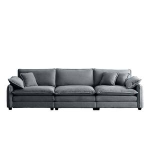 Poly and Bark Capri 99 in. Square Arm 3-Seater Sofa in Bright Ash