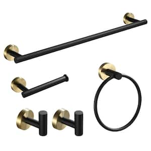 10-Piece Bath Hardware Set with Towel Ring Toilet Paper Holder Towel Hook and Towel Bar in Black & Gold