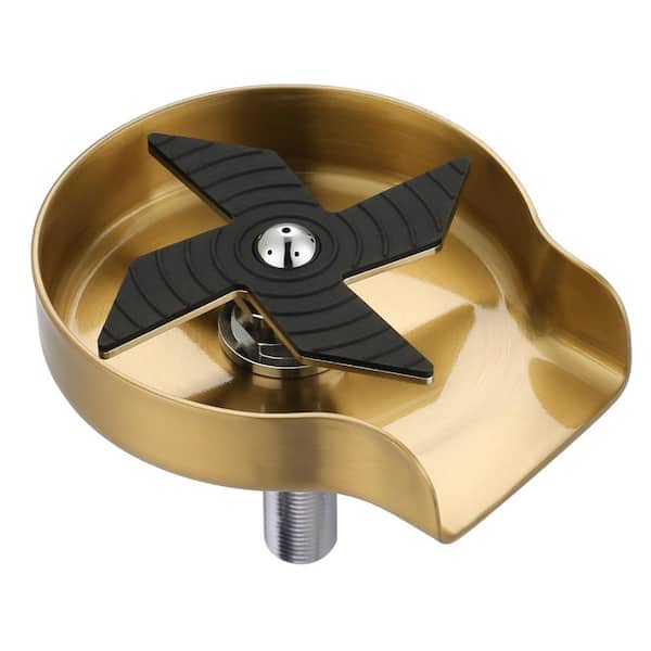 IVIGA Stainless Steel Glass Rinser Cup Washer with Silicone Blade and Supply Lines for Kitchen Sinks in Gold