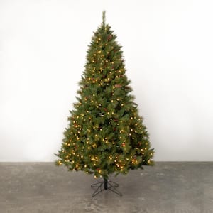 7 ft. 6 in. Green Prelit Pine and Berry Artificial Christmas Tree
