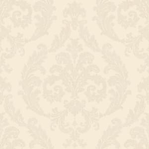 Palazzo Majestic Damask Motif Design Wallpaper in Cream and Pearlescent