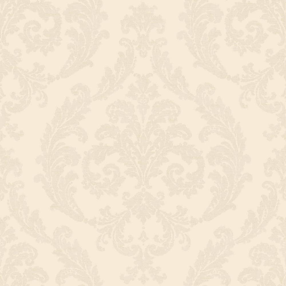 Palazzo 2 Collection Cream/White Silk Damask Vinyl on Non-Woven Non-Pasted 