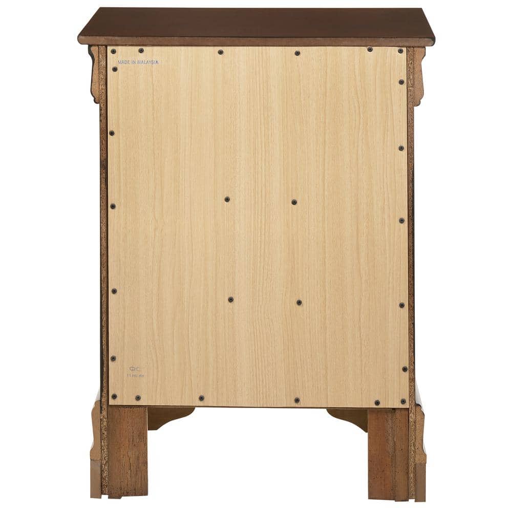 Louis Philippe Cappuccino 3-Drawer Solid Wood Nightstand