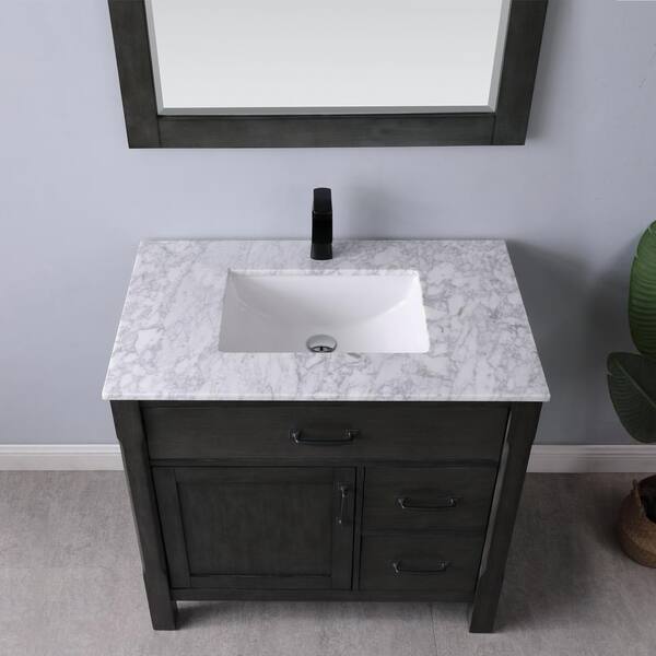 Altair Maribella 36 In Single Bathroom Vanity Set Rust Black And Carrara White Marble Countertop With Mirror 535036 Rl Ca The Home Depot Altair Maribella 36 In Single Bathroom, Home Depot Bathroom Vanities Countertops