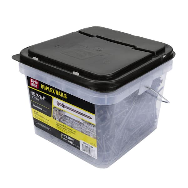 Grip-Rite 8D 2-1/4 in. Duplex Bright Steel Nail Double Head 30 lb