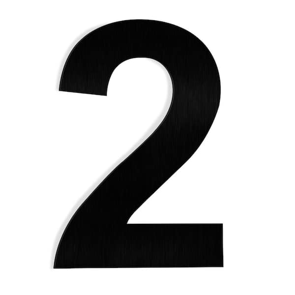 Barton 6 in. Black Stainless Steel Floating House Number 2