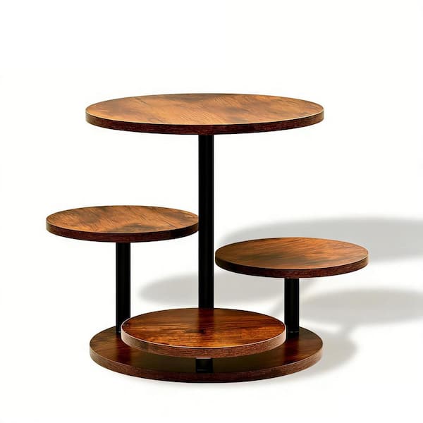 4-Tier Wood Cake Stand for 50 Cupcakes, 360° Rotatable Round Cake Stand with Tiered Tray for Wedding Birthday Tea Party