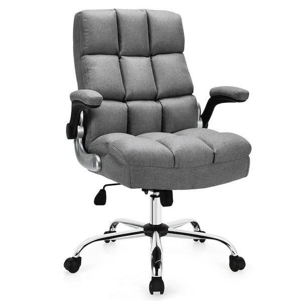 Allwex OL Dark Gray Suede Fabric Ergonomic Swivel Office Chair