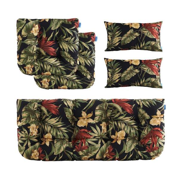 BLISSWALK Outdoor Floral Cushions Loveseats Chair with Bench