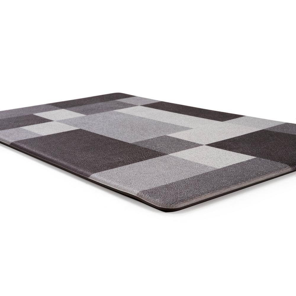 Gray Modern Geometric Anti-Fatigue Standing Mat 18" x 47"
